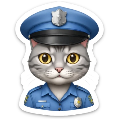 grey cat police sticker