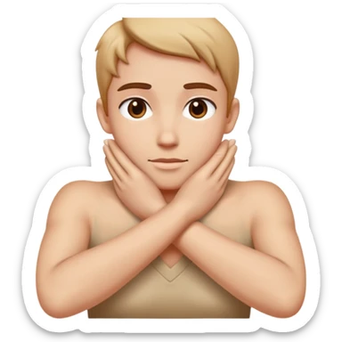 Hands crossed over neck sticker