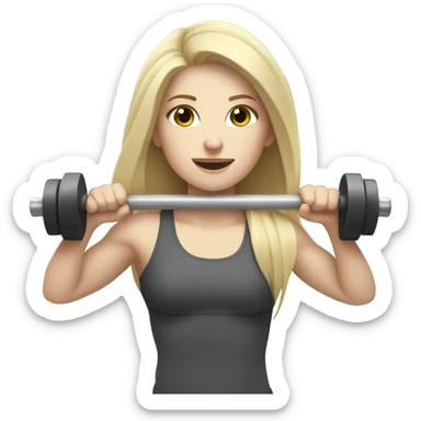 Pale girl with long blondehair lifting weights sticker