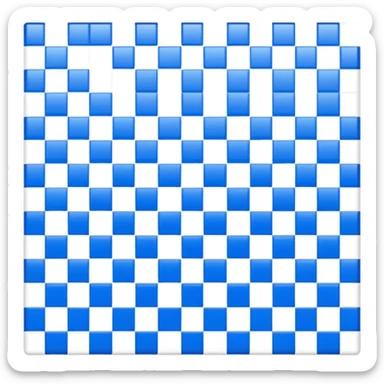 A square blue and check sticker