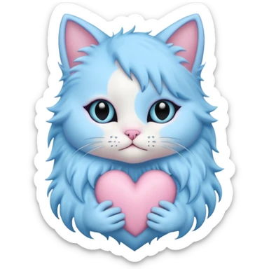 pastel goth heart with baby blue cat sticker