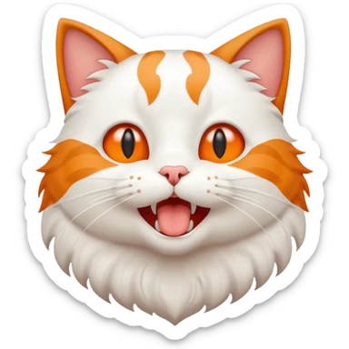 flat toon style cat with mouth open saying 'meow' (text included) sticker