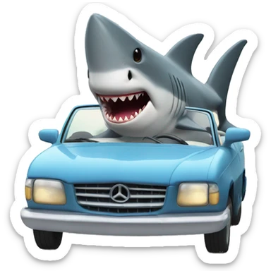 A shark driving a car  sticker