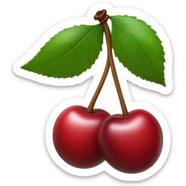 Two cherries held by bow ribbon stem sticker