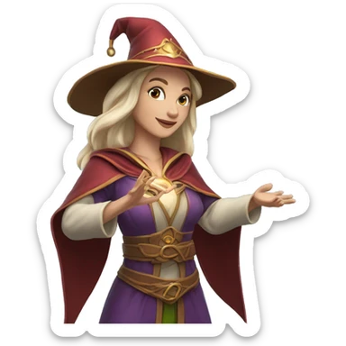 D&D Caucasian female noble wizard elf casting a spell  sticker