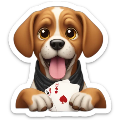 Dog playing poker sticker