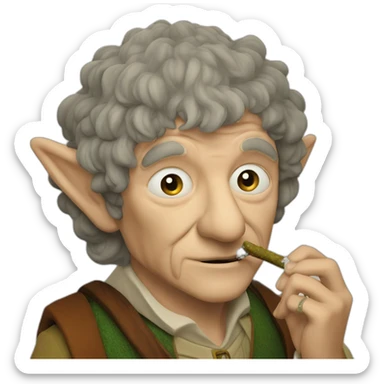 Bilbo the hobbit smoking cannabis sticker