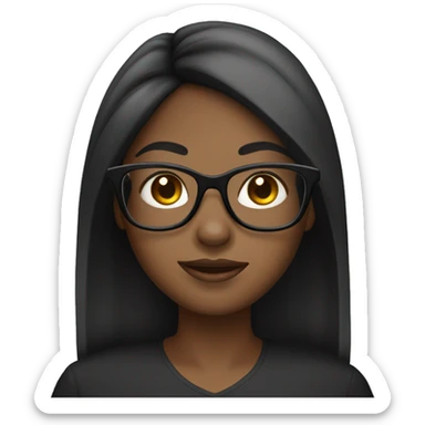 black girl with long straight hair , black glasses and a bow in her hair  sticker