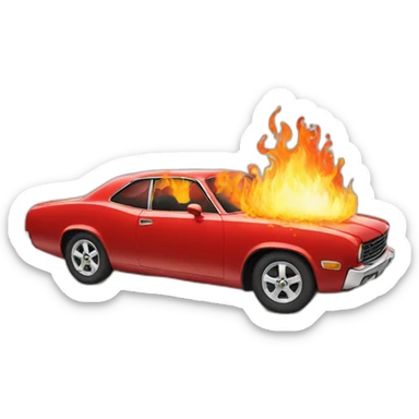 red car in fire sticker
