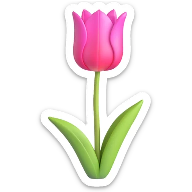 minimal 3D gothic tulip with pink highlight, simple and elegant sticker