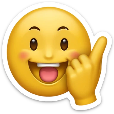 Un emoji content qui tire la langue avec les deux mains sur les côté  sticker
