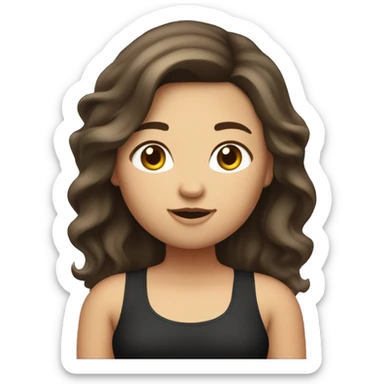 Create a fat girl with a crop on her, Let the girl have brown hair and long hair, and let the color of the chrome be black.  sticker