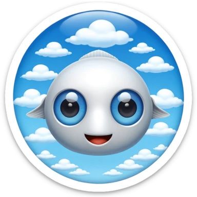 blue sky with puffy clouds, fish eye lens effect sticker