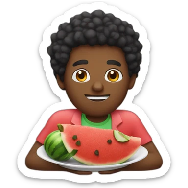 black man eating fried chicken and watermelon sticker