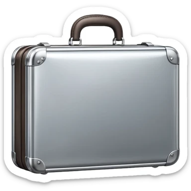 A luxury briefcase emoji made of polished silver chrome, smooth rectangular shape, metallic reflections, minimal high-end design, swag business aesthetic, iOS emoji style, centered, clean white background
 sticker