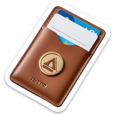 Resort Keycard & Holder: A sleek magnetic keycard paired with a leather card holder embossed with the resort logo.
 sticker