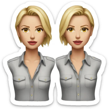ultra realistic charlize theron wearing shirt sticker