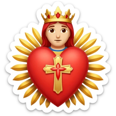Sacred heart : A heart with rays around it and a cross at the top sticker
