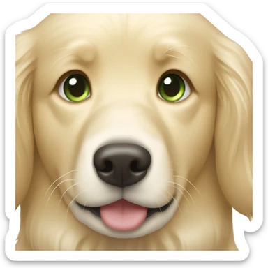 English cream golden retriever with woman who has dark blonde hair and green eyes sticker