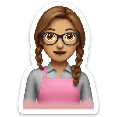 girl with brown hair and pink glasses baking  sticker