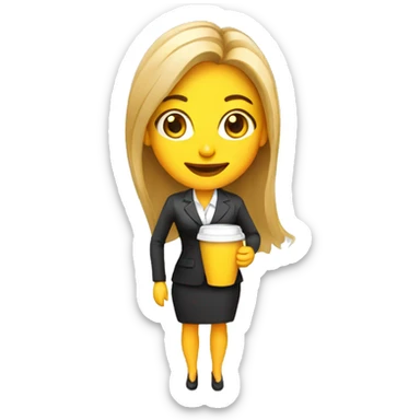 Business marketing fun body girl holding coffee sticker