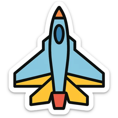 lineal color icon of a fighter jet with black outlines sticker