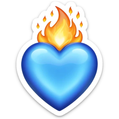 Blue heart with blue flame sticker