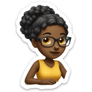 Black girl studying with laptop sticker