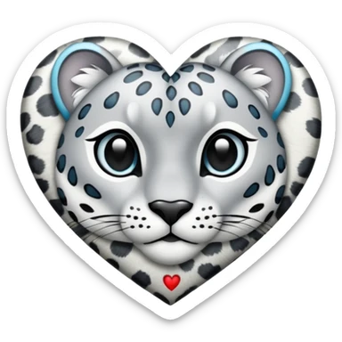Silver heart with snow Leopard print markings sticker