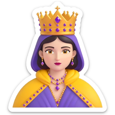 Empress Theodora wearing a jeweled crown and purple cloak sticker