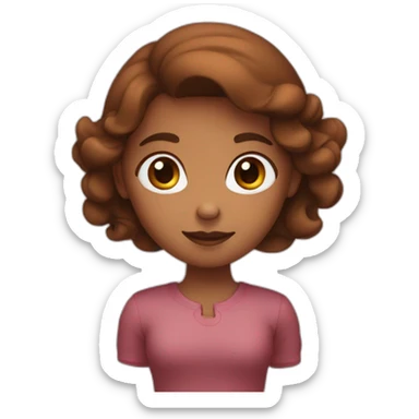 Girl with brown shaping heart with her hands sticker