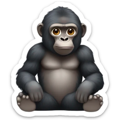 Gorilla sitting on a monkey sticker