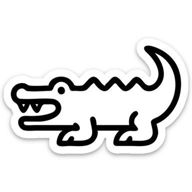 crocodile, outlined icon style, black lines, no fill sticker
