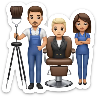 Hispanic hairstylist standing behind stylist chair sticker
