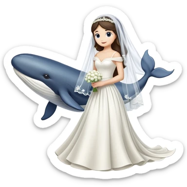 Whale in a wedding dress and veil sticker
