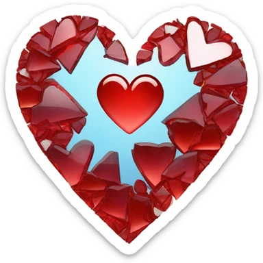 broken glass red heart  sticker