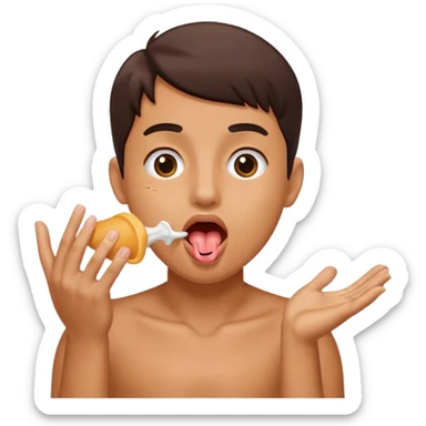 hands feeding air with tounge out  sticker