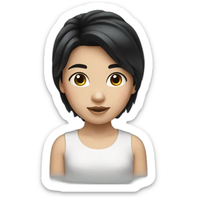 little white girl with black hair sticker