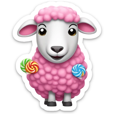 pink sheep in a dress eating candy sticker