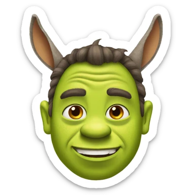 Shrek with donkey ears sticker