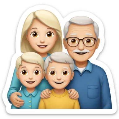 two kids light skin with her grand parents sticker