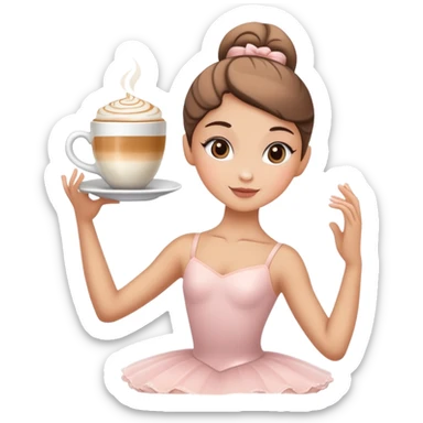 Ballerina with a cappucino cup as a head sticker
