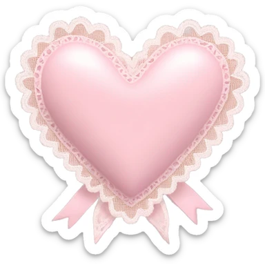 light pink heart with lace ribbon sticker