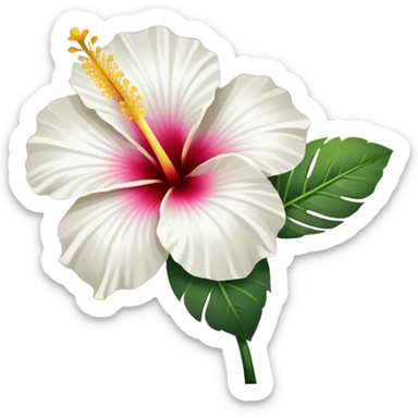 single white Hawaiian hibiscus, straight stem sticker