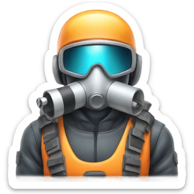 Guy in reflective gear with bubble guns sticker