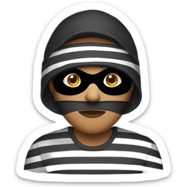 bank robber with eye mask and striped tshirt sticker