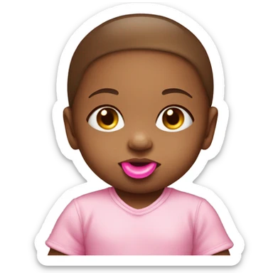 Baby girl with a pink pacifier sticker