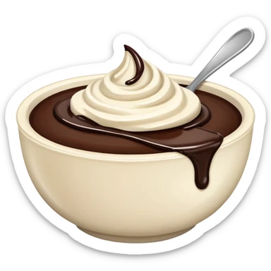 Yogurt bowl with chocolate sauce sticker