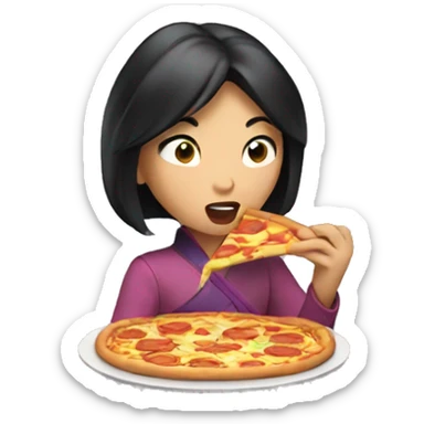 Mulan eating pizza  sticker