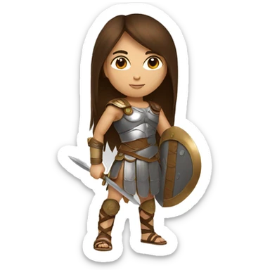 Girl gladiator with long straight brown hair and sunglasses  sticker